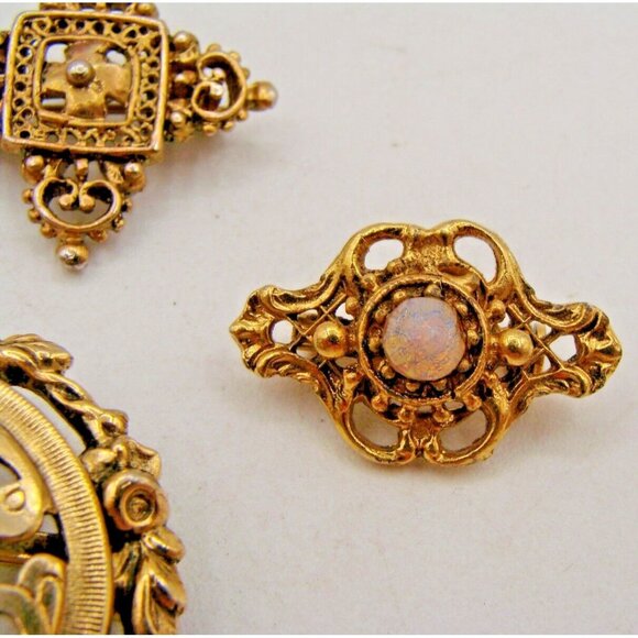 Vintage Lot 4 Brooches Pins Freirich Variety Club Emmons Opal 1950s Gold Silver - Picture 7 of 11